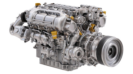 Powerful car engine isolated on transparent background