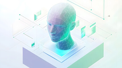 Digital Representation of a Human Head with Integrated Data Screens