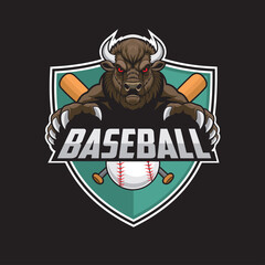 baseball club logo bison vector illustration design
