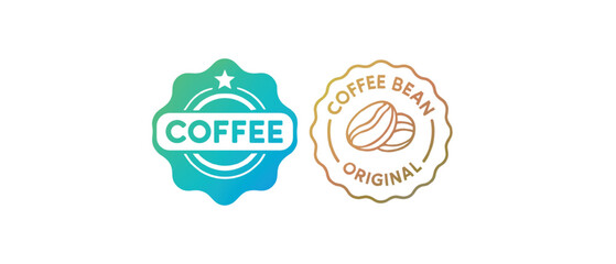 Coffee Badge Logo Set &ndash; Gradient Style Round Labels with Beans and Text for Cafes, Roasters, and Packaging Design