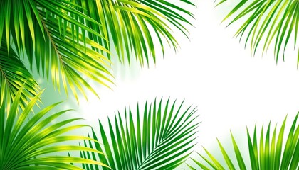 Obraz premium Vibrant summer green tropical palm leaf abstract banner, greenery, online
