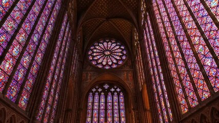 Stunning stained glass windows in gothic cathedral - Powered by Adobe