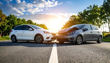 Damaged cars on a roadside