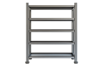 Four-tiered metal shelving unit