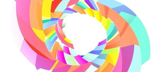 Vibrant geometric spiral, colorful abstract pattern on white background , arte, shape