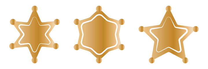 Gold star sheriff badge on isolated background