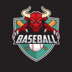 baseball club logo bull vector illustration design