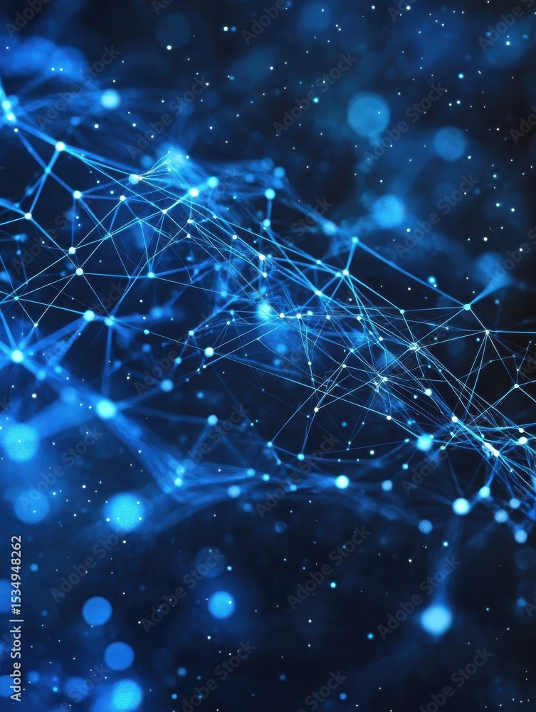 Poster blue technology background with network connections and digital data connection, web banner design f