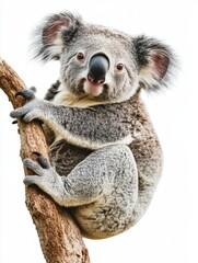 Fototapeta premium Koala png cute koala bear png australian animal png wildlife koala png sleepy koala png eucalyptus eating koala png white background image