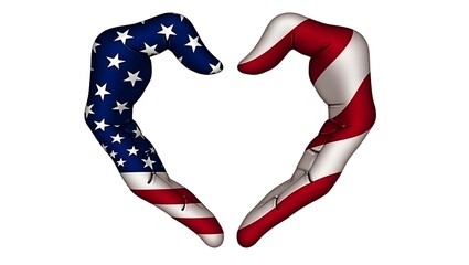 American flag hands forming a heart shape