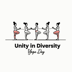 International Yoga Day Banner Pose Line Art Minimal Vector Design

