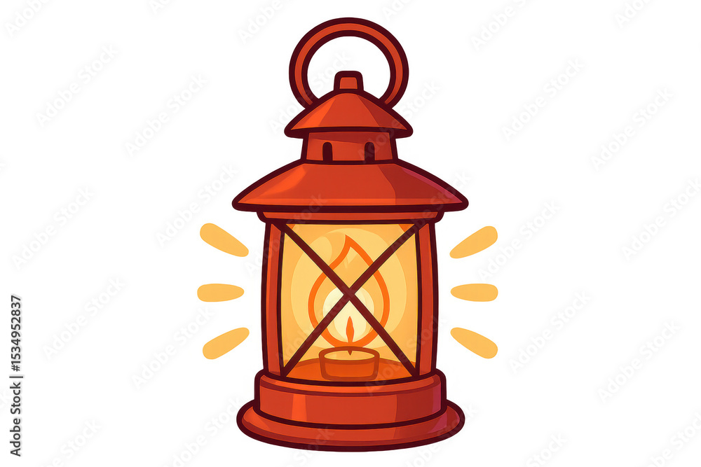 Poster glowing red lantern illuminating soft warm light, creating peaceful ambiance with transparent shadow