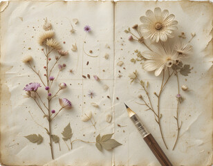old paper with flowers