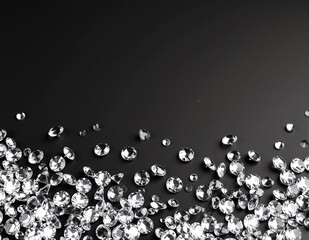 A striking black and white photograph showcasing an array of sparkling diamonds, highlighting their intricate cuts and brilliant reflections against a soft backdrop.