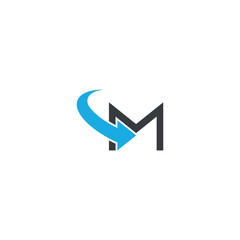 Abstract M Letter Logo with Dynamic Arrow, Vector Identity for Fast-Growing Companies.