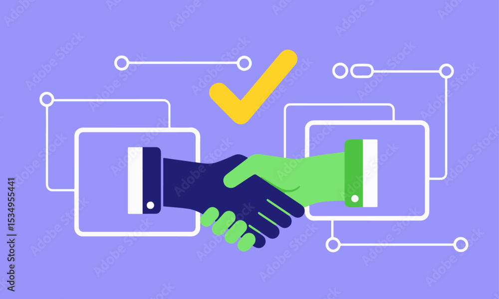 Aufkleber digital handshake and secure agreement. an illustration of a digital handshake symbolizing a secure 