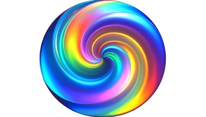 A vibrant, multicolored swirl dances across a pristine white background, blending hues of blue, red, yellow, and green in a dynamic, artistic display.