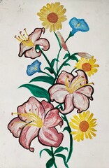 Vibrant Hand-Drawn Floral Arrangement