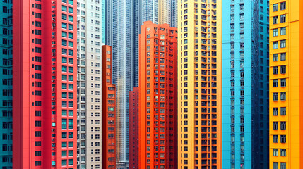 Obraz premium Vibrant Multi-Colored High-Rise Buildings in Urban Setting