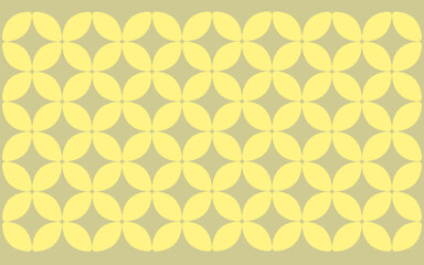 Simple geometric pattern in an ethnic style, reminiscent of Indonesian Batik Ceplok, featuring light yellow petal shapes on a light brown background