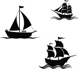 set of sailing ships vector