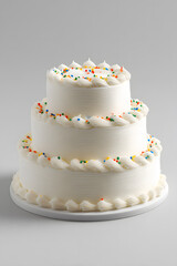 Ornate White Three Tier Wedding Cake Template Isolate don White