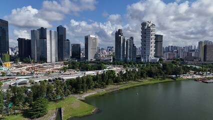 Obraz premium Singapore skyline buildings Marina bay sands hotel gardens by the bay
