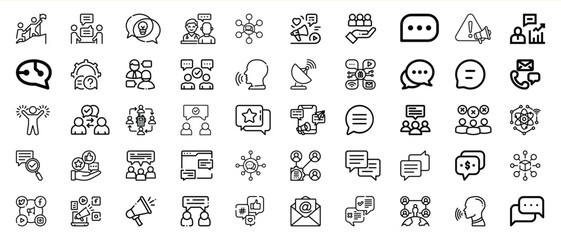 Black and White Communication Icons Set Networking Chat Symbols
