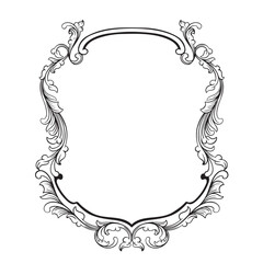 frame vintage border with floral ornament engraving illustration art	