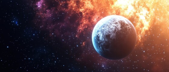 Obraz premium A stunning view of a planet surrounded by vibrant cosmic colors.