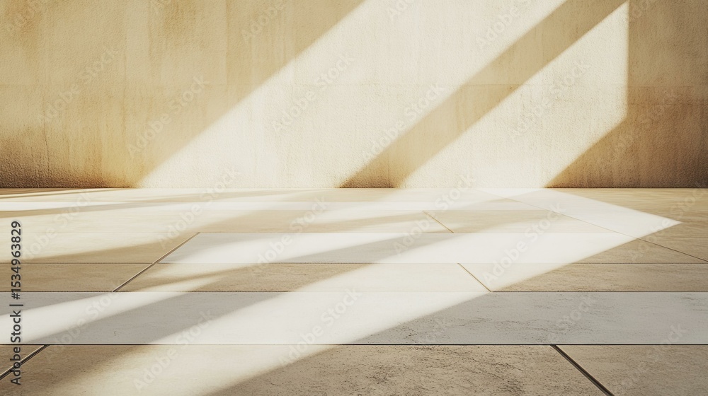 Poster Light and shadow patterns in minimalist indoor architecture
