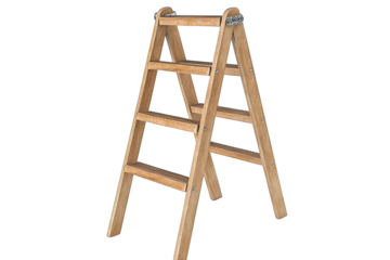 Light brown wooden folding ladder