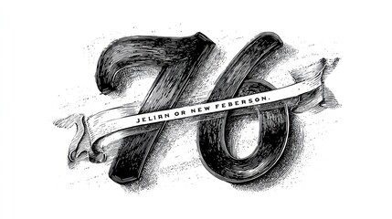 Typographic vector for 76 years of national freedom celebration