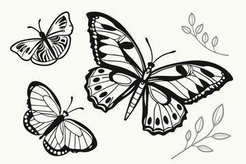 Black Butterfly Silhouettes – Diverse Wing Shapes on White