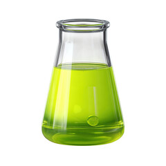 Green Liquid in Erlenmeyer Flask with Science Lab.