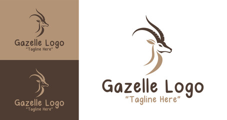Obraz premium Contemporary Gazelle Logo with Artistic Design and Neutral Brown Colors