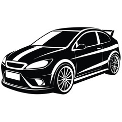 Obraz premium Sleek Black Sports Car Illustration Featuring Stylish Automotive Design Concepts