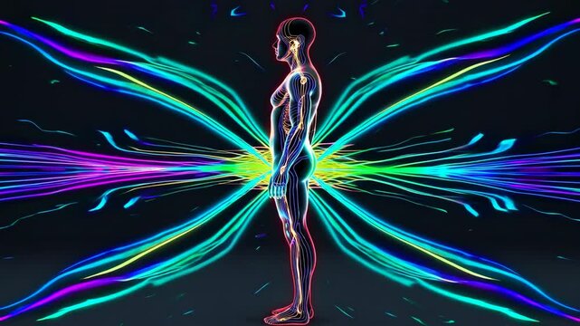 Bioresonance Wave Animation with Human Silhouette