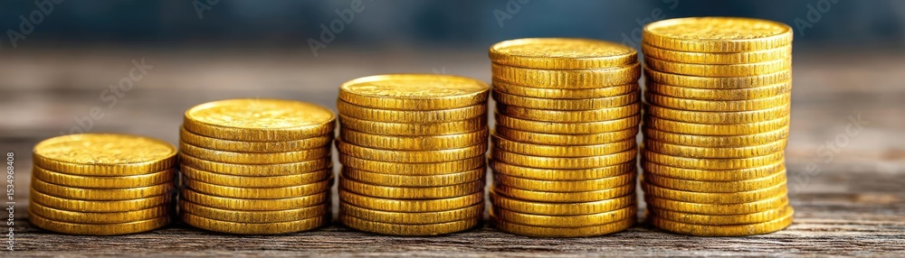 Poster profitable system for steady returns and recurring revenue concept. a stack of golden coins represen