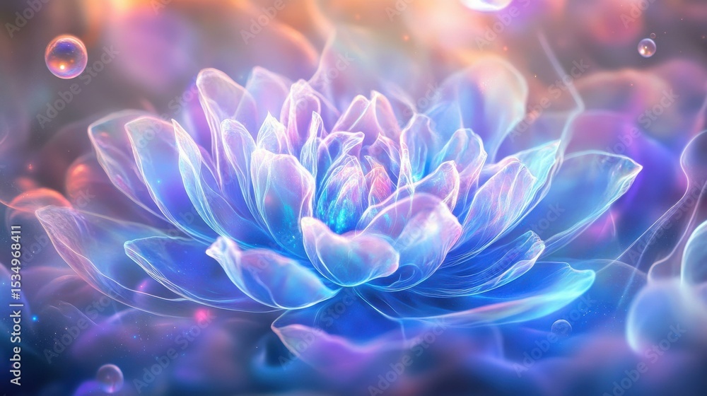Poster glowing ethereal flower in abstract digital art setting
