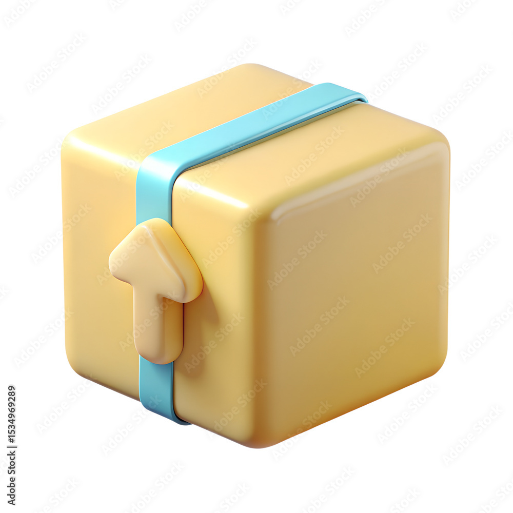 Poster 3d render of upload icon on cube isolated on transparent background
