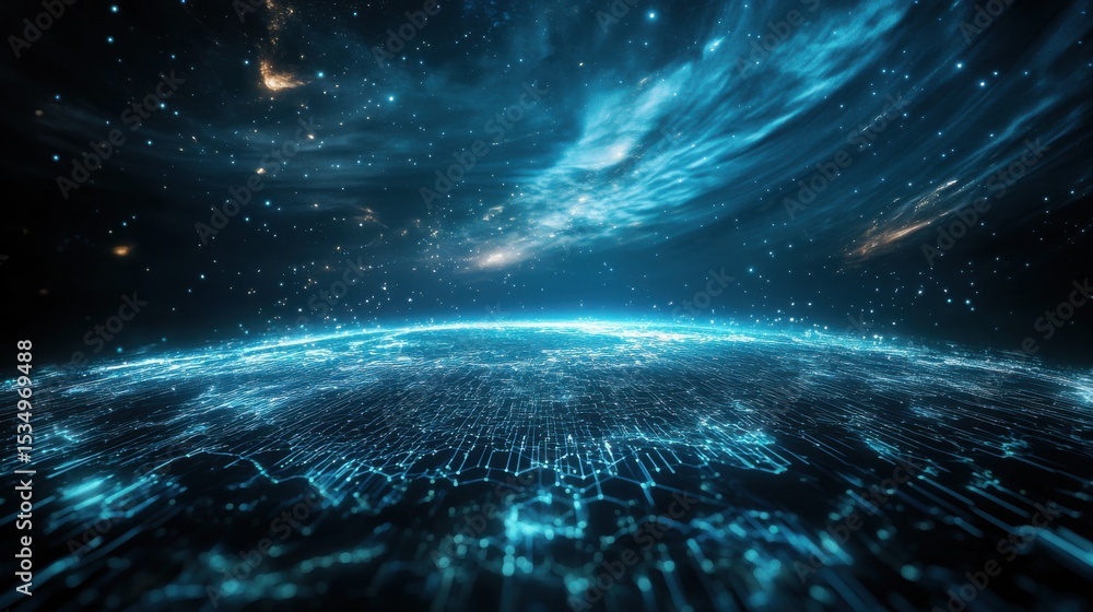 Aufkleber digital representation of planet earth with network connections