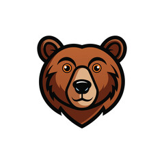 Bear Head animal logo illustration on white background 