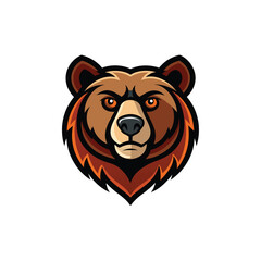 Bear Head animal logo illustration on white background 