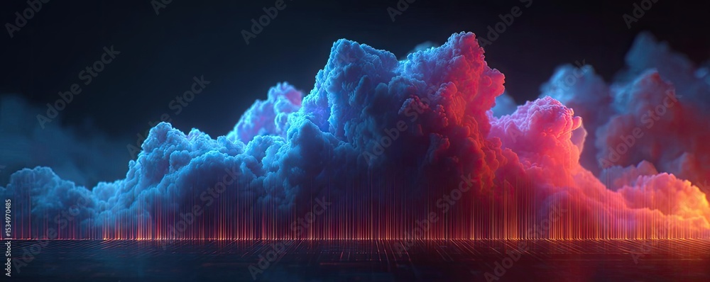 Poster market risk perception affects confidence in returns concept. vibrant clouds illuminated in blue and