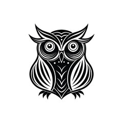 Fototapeta premium Minimal Stylized Owl Logo with Swirls icon vector illustration