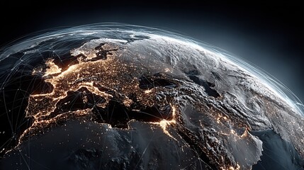 Europe Night Globe Network.