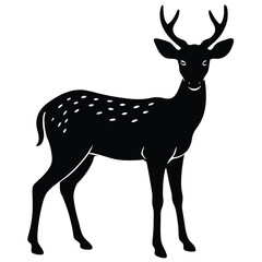 Obraz premium Elegant Black Silhouette of a Deer with Antlers, Symbolizing Nature