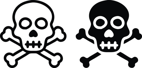 Minimalist Skull and Crossbones Flat Icon in Dark Gray Solid Color Style