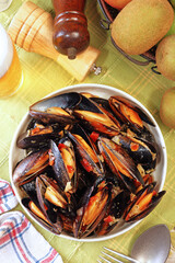 Mussels in cream cheese sauce and garlic.  